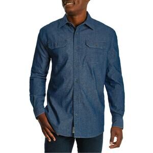 Wrangler Mens Stretch Denim Shirt Grunge Minimalist - Blue, Size 3XL